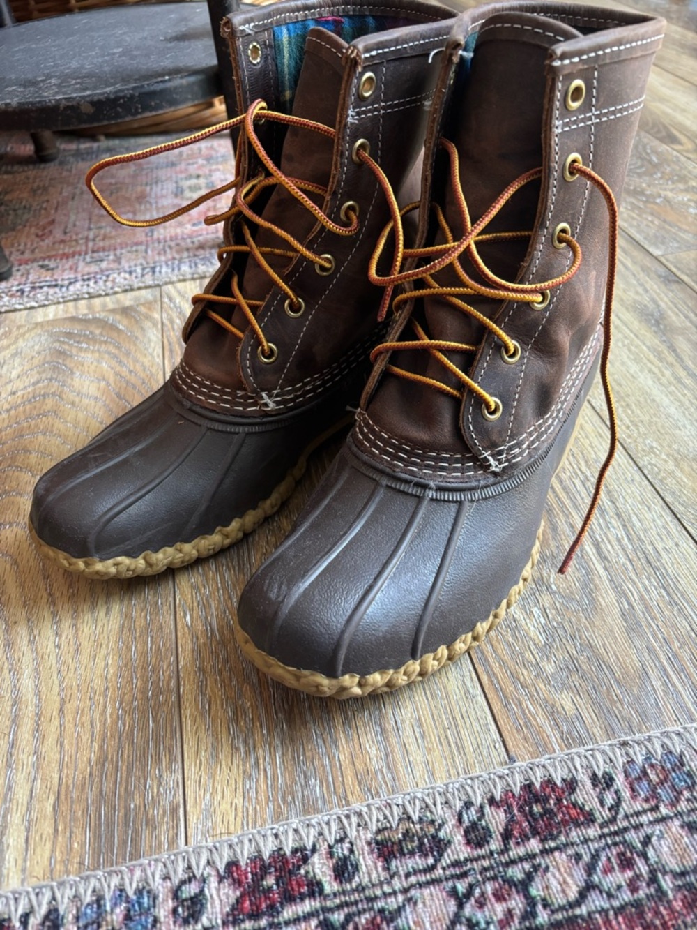 L.L. Bean Brown Waterproof Duck Boots with Tan Soles